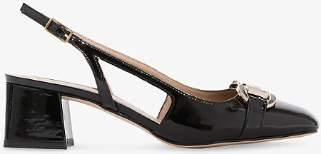 Womens Bla-Black Cicely Buckled Slingback Patent-Leather Pumps Eur 35 / 2 Uk Women