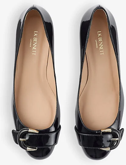 Womens Bla-Black Cici Buckle-Embellished Patent-Leather Heeled Pumps Eur 40 / 7 Uk Women - Image 2