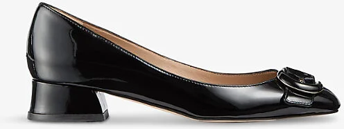 Womens Bla-Black Cici Buckle-Embellished Patent-Leather Heeled Pumps Eur 40 / 7 Uk Women
