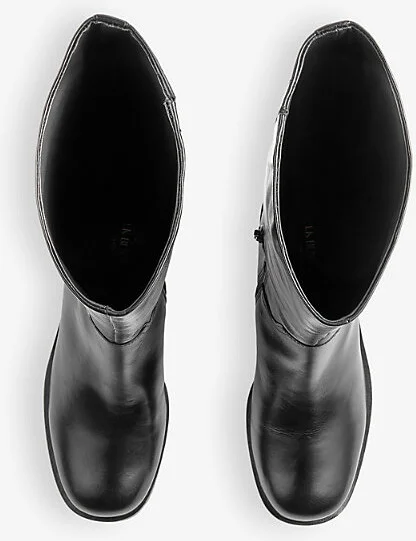 Womens Bla-Black Claude Round-Toe Leather Heeled Knee-High Boots Eur 36 / 3 Uk Women - Image 2