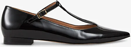 Womens Bla-Black Drew T-Bar Patent-Leather Flats Eur 35 / 2 Uk Women