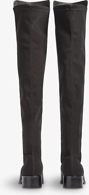 Womens Bla-Black Duke Elasticated-Panel Leather Over-The-Knee Boots Eur 36 / 3 Uk Women - Image 2