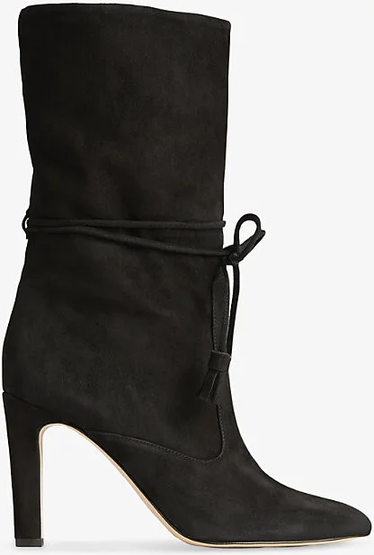 Womens Bla-Black Eliza Heeled Suede Ankle Boots Eur 35 / 2 Uk Women