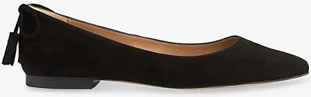 Womens Bla-Black Essie Suede Ballet Flats Eur 37 / 4 Uk Women