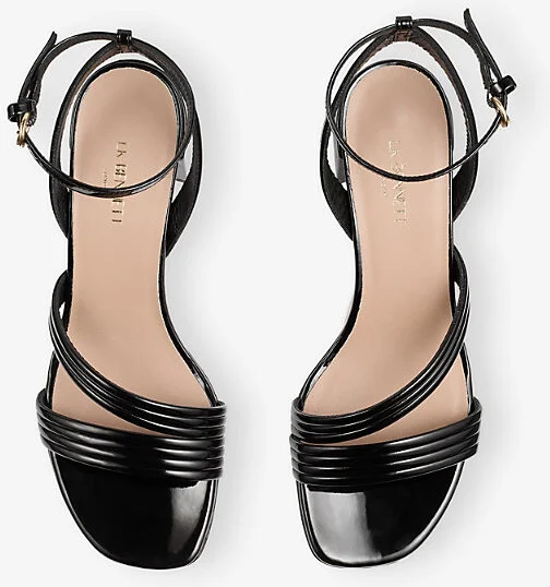 Womens Bla-Black Etta Patent Faux-Leather Heeled Sandals Eur 40 / 7 Uk Women - Image 2