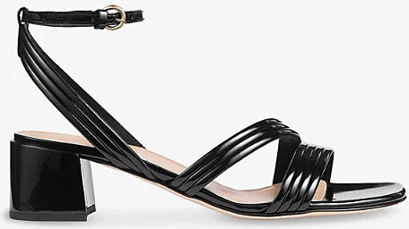 Womens Bla-Black Etta Patent Faux-Leather Heeled Sandals Eur 40 / 7 Uk Women