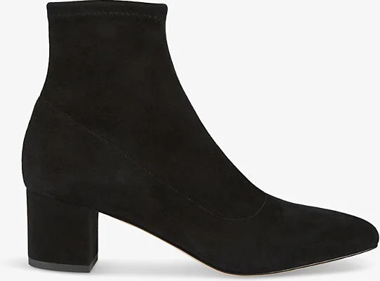 Womens Bla-Black Grove Stretch Heeled Suede Ankle Boots Eur 41 / 8 Uk Women