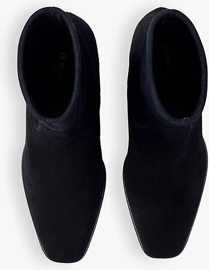 Womens Bla-Black Harp Square-Toe Suede Heeled Ankle Boots Eur 38/5 Uk Women - Image 2