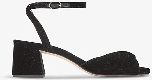 Womens Bla-Black Joelle Twist-Front Velvet Heeled Sandals Eur 37 / 4 Uk Women