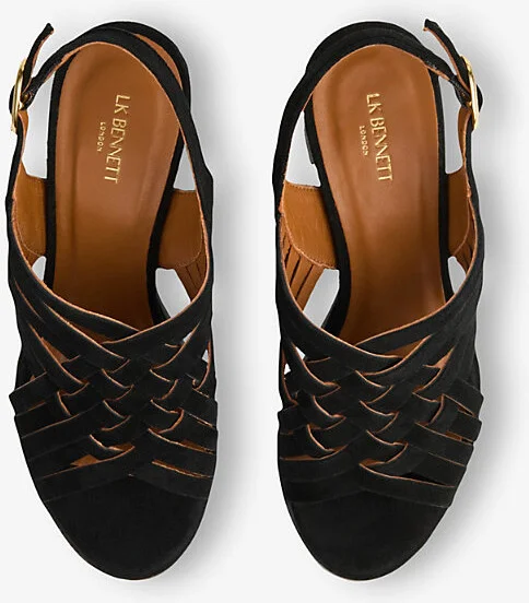 Womens Bla-Black Kacey Heeled Suede Sandals Eur 39 / 6 Uk Women - Image 2