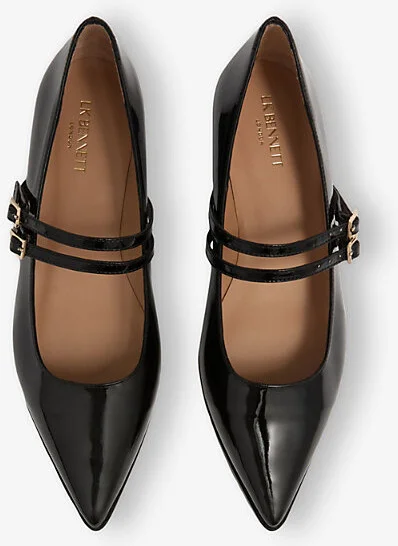 Womens Bla-Black Lulu Patent-Leather Flats Eur 37 / 4 Uk Women - Image 2