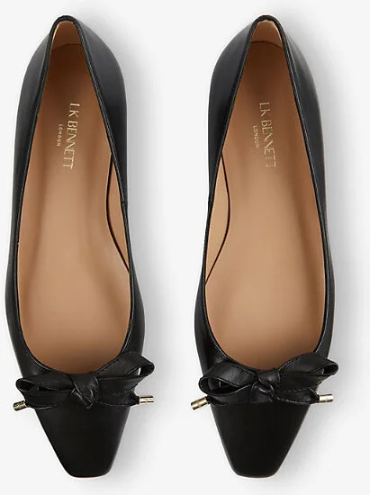 Womens Bla-Black Mabel Bow-Embellished Suede Ballet Flats Eur 41 / 8 Uk Women - Image 2