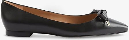 Womens Bla-Black Mabel Bow-Embellished Suede Ballet Flats Eur 41 / 8 Uk Women