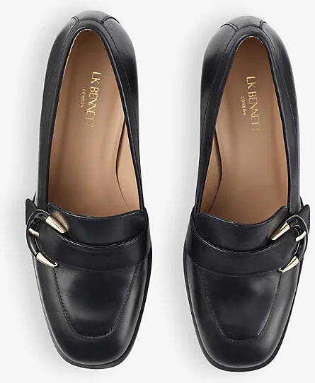 Womens Bla-Black Mara Buckle-Embellished Patent-Leather Heeled Pumps Eur 38/5 Uk Women - Image 2