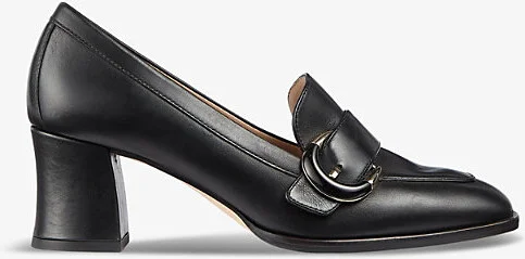Womens Bla-Black Mara Buckle-Embellished Patent-Leather Heeled Pumps Eur 38/5 Uk Women