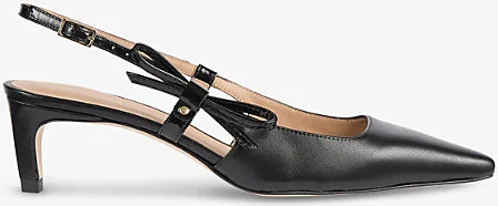 Womens Bla-Black Marilyn Adjustable-Strap Leather Slingback Heels Eur 36 / 3 Uk Women