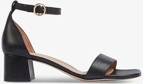 Womens Bla-Black Nanette Block-Heel Leather Sandals Eur 41 / 8 Uk Women