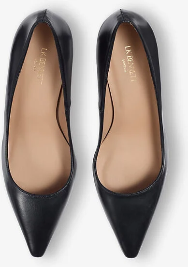 Womens Bla-Black New Ava Leather Pointed Kitten Heel Court Eur 36 / 3 Uk Women - Image 2