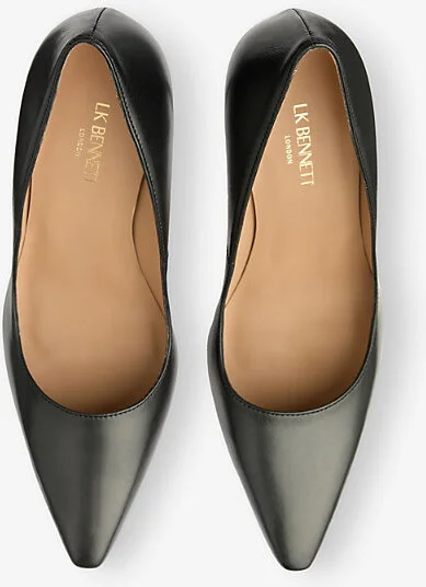 Womens Bla-Black New Fern Leather Pointed-Toe Courts Eur 40 / 7 Uk Women - Image 2