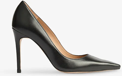 Womens Bla-Black New Fern Leather Pointed-Toe Courts Eur 40 / 7 Uk Women