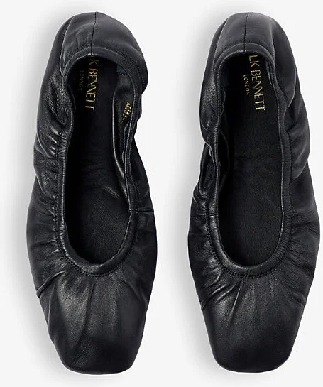 Womens Bla-Black Tayla Folded Leather Ballet Flats Eur 40 / 7 Uk Women - Image 2