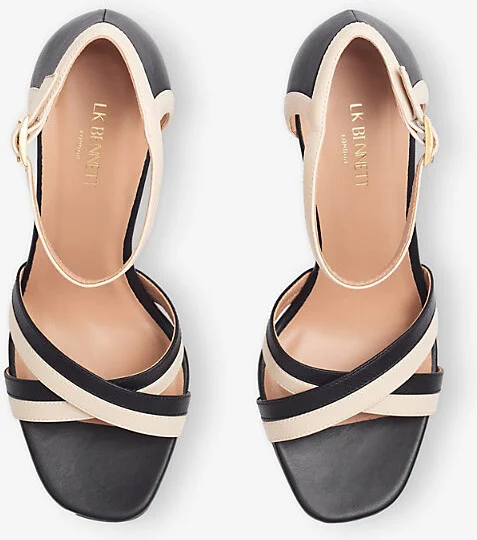 Womens Bla-Black/White Lennon Heeled Leather Sandals Eur 37 / 4 Uk Women - Image 2