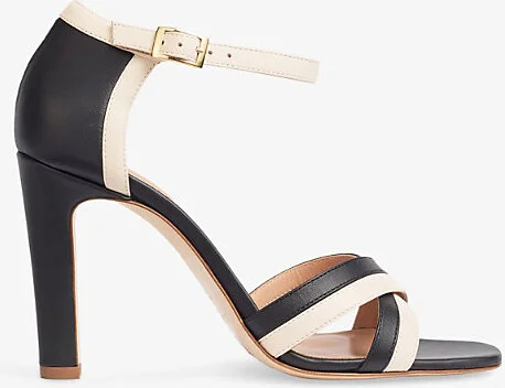 Womens Bla-Black/White Lennon Heeled Leather Sandals Eur 37 / 4 Uk Women