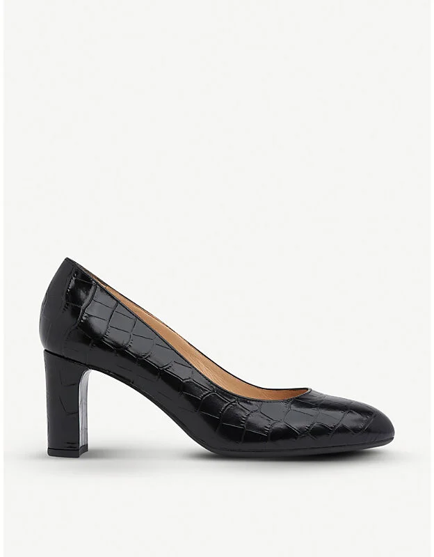 Womens Bla-Black Winola Mock-Croc Leather Courts Eur 38/5 Uk Women