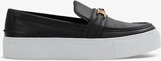Womens Black Adelina Hardware-Embellished Low-Top Leather Loafer Trainers Eur 41 / 8 Uk Women
