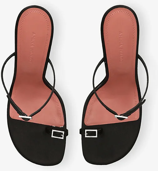 Womens Black Adut Thong 105 Leather Heeled Sandals Eur 39 / 6 Uk Women - Image 2