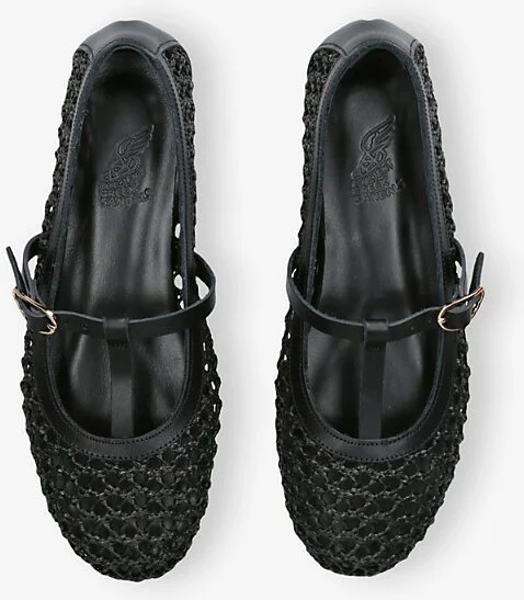Womens Black Aerati Raffia Ballet Flats Eur 37 / 4 Uk Women - Image 2