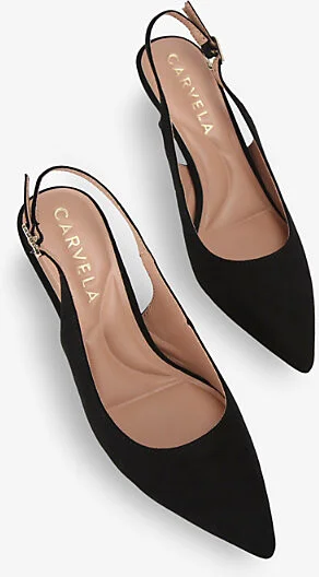 Womens Black Allegra Slingback Heeled Suede Pumps Eur 40 / 7 Uk Women - Image 2