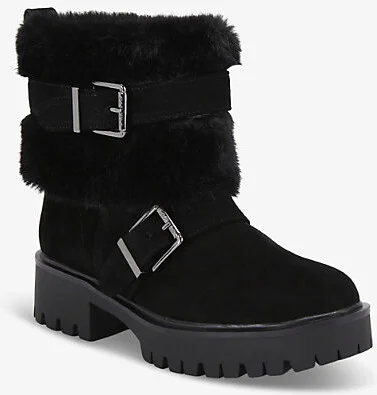 Womens Black Alpine Buckle-Embellished Flat Suede Ankle Boots Eur 36 / 3 Uk Women - Image 2