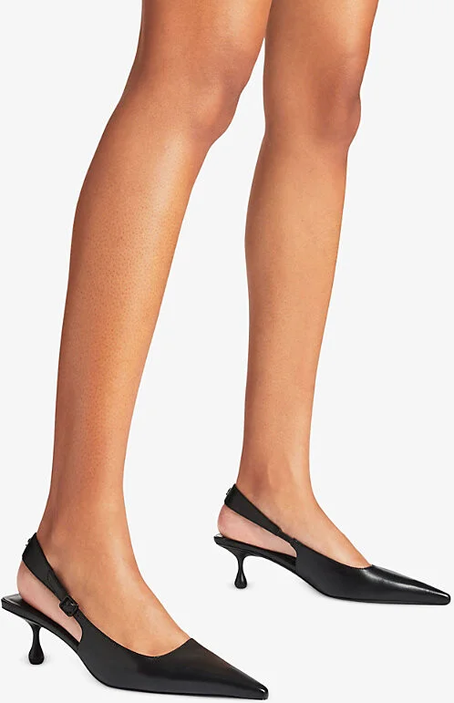 Womens Black Amel 50 Slingback Leather Heeled Courts Eur 40 / 7 Uk Women - Image 2