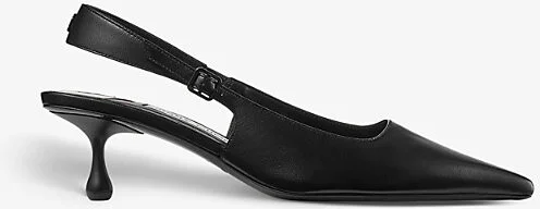Womens Black Amel 50 Slingback Leather Heeled Courts Eur 40 / 7 Uk Women