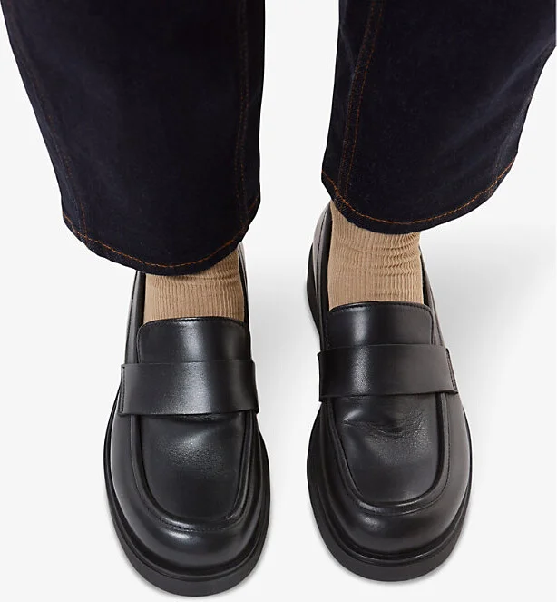 Womens Black Ames Chunky Slip-On Leather Loafers Eur 37 / 4 Uk Women - Image 2
