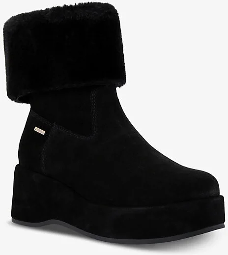 Womens Black Apres Wedge-Heel Suede Ankle Boots Eur 41 / 8 Uk Women - Image 2