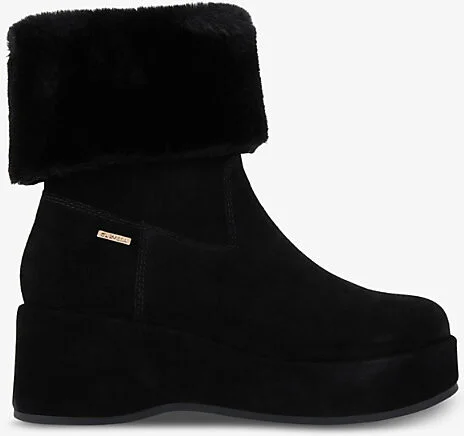 Womens Black Apres Wedge-Heel Suede Ankle Boots Eur 41 / 8 Uk Women