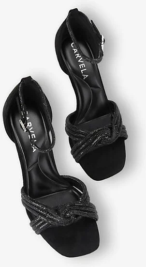 Womens Black Arielle Crystal-Knot Woven Heeled Sandals Eur 40 / 7 Uk Women - Image 2
