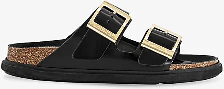 Womens Black Arizona Big-Buckle Patent-Leather Clogs Eur 38/5 Uk Women