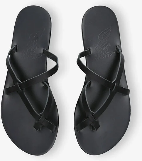 Womens Black Armos Leather Flat Sandals Eur 41 / 8 Uk Women - Image 2
