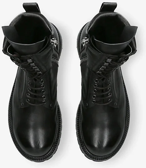 Womens Black Army Low Leather Ankle Boots Eur 44 / 10 Uk Men - Image 2