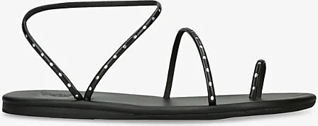 Womens Black Astro Faux-Leather Flat Sandals Eur 40 / 7 Uk Women