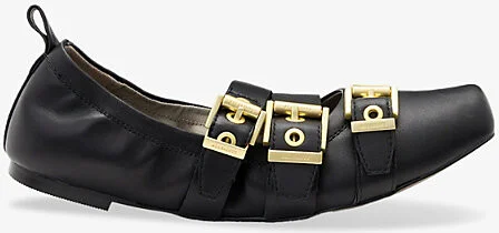 Womens Black Aurora Metallic-Leather Ballet Flats Eur 36 / 3 Uk Women