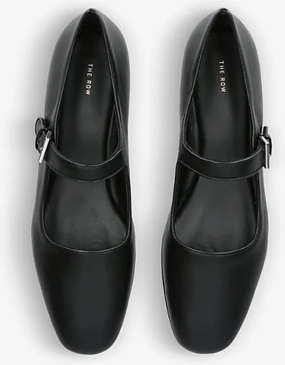 Womens Black Ava Mary-Jane Leather Ballet Flats Eur 37 / 4 Uk Women - Image 2