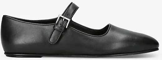 Womens Black Ava Mary-Jane Leather Ballet Flats Eur 37 / 4 Uk Women