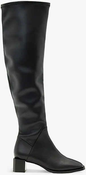 Womens Black Avril Knee-High Block-Heel Leather Boots Eur 37 / 4 Uk Women