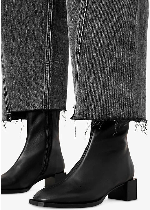 Womens Black Avril Square-Toe Leather Ankle Boots Eur 41 / 8 Uk Women - Image 2