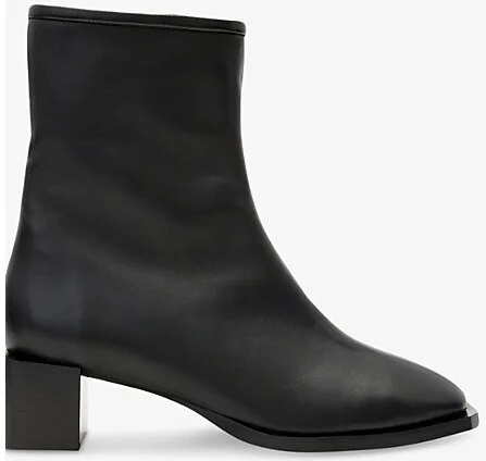 Womens Black Avril Square-Toe Leather Ankle Boots Eur 41 / 8 Uk Women