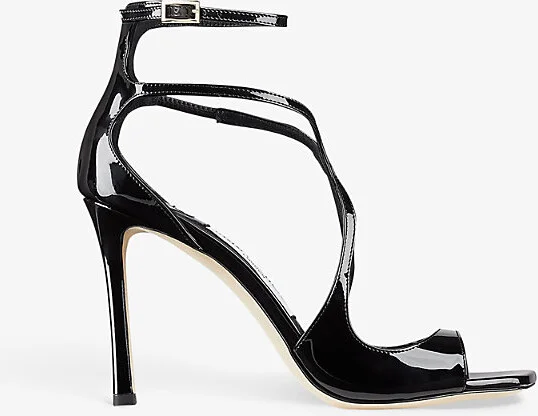 Womens Black Azia Strappy 95 Leather Heeled Sandals Eur 38/5 Uk Women